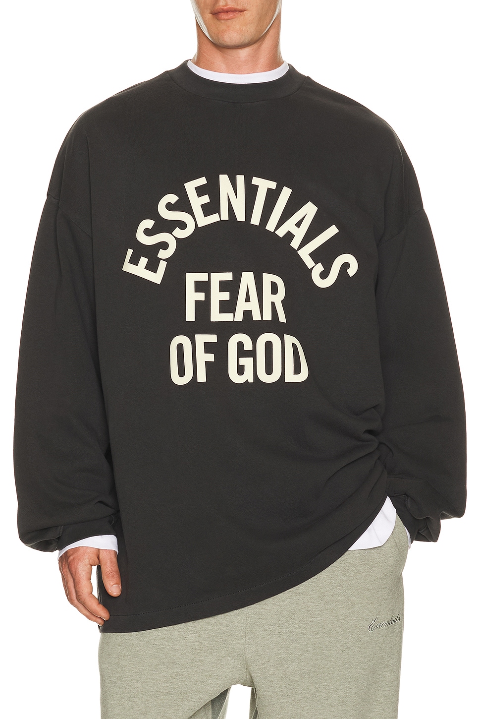 Fear of God ESSENTIALS Campus 90's Long Sleeve Tee in Black. XS. Also in S, M, L, XL/1X