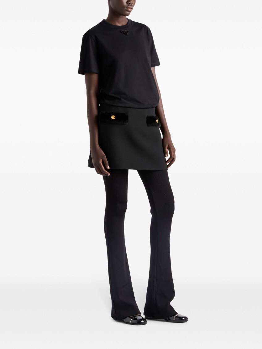 Black Embroidered-triangle Jersey T-shirt