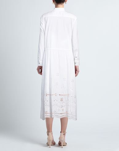 Van Laack Woman Midi dress White Size 16 Cotton, Polyester
