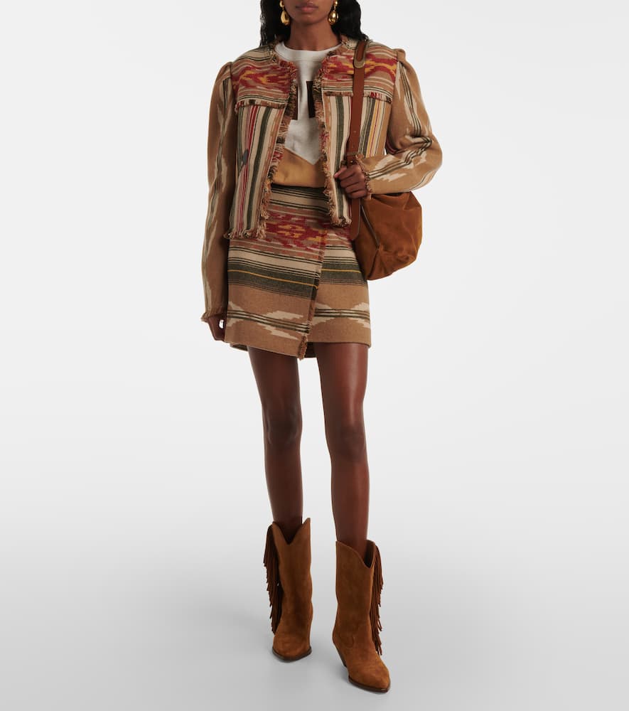Adelaide fringed wool-blend miniskirt