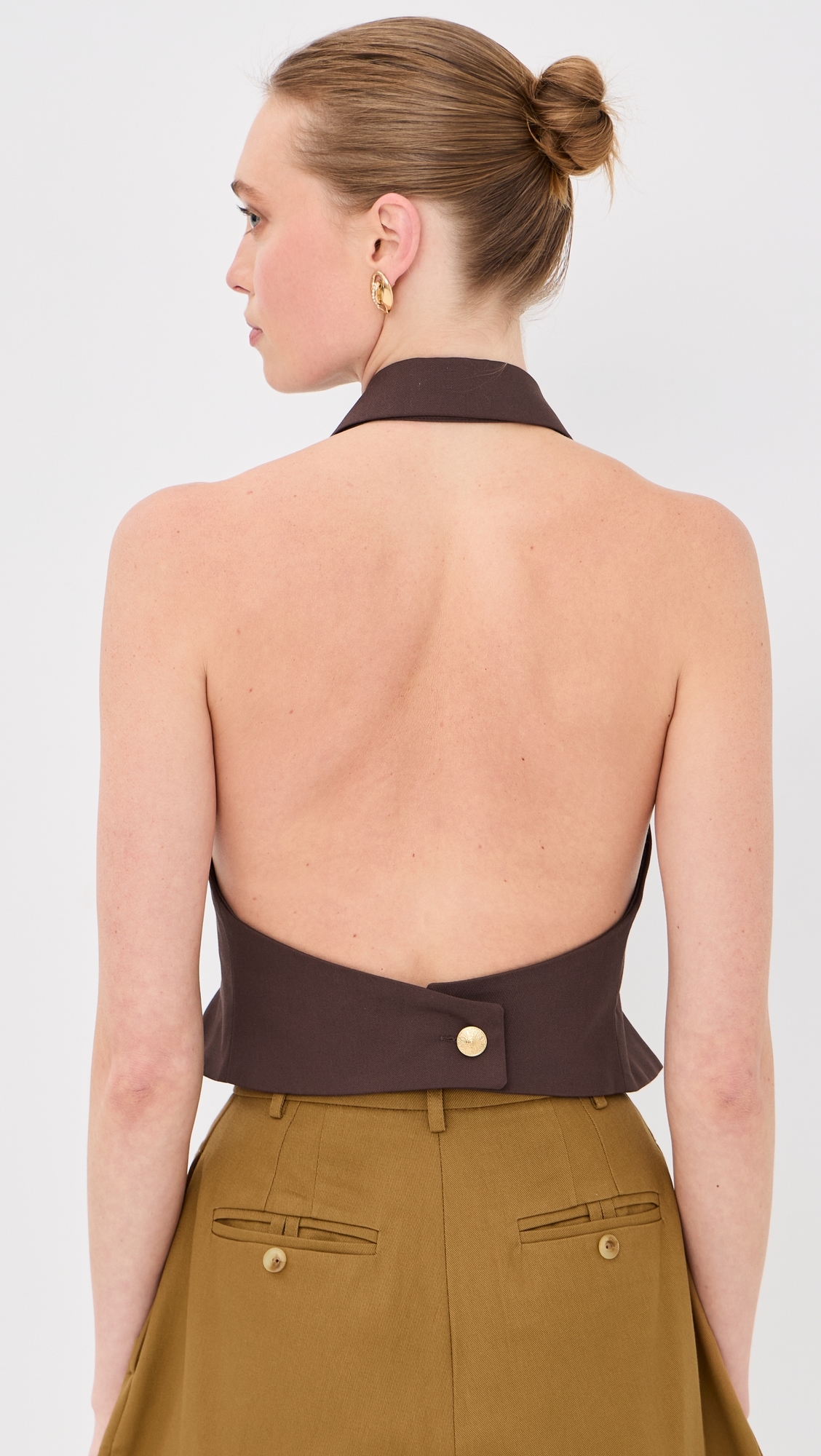 Halter Waistcoat Top Brown