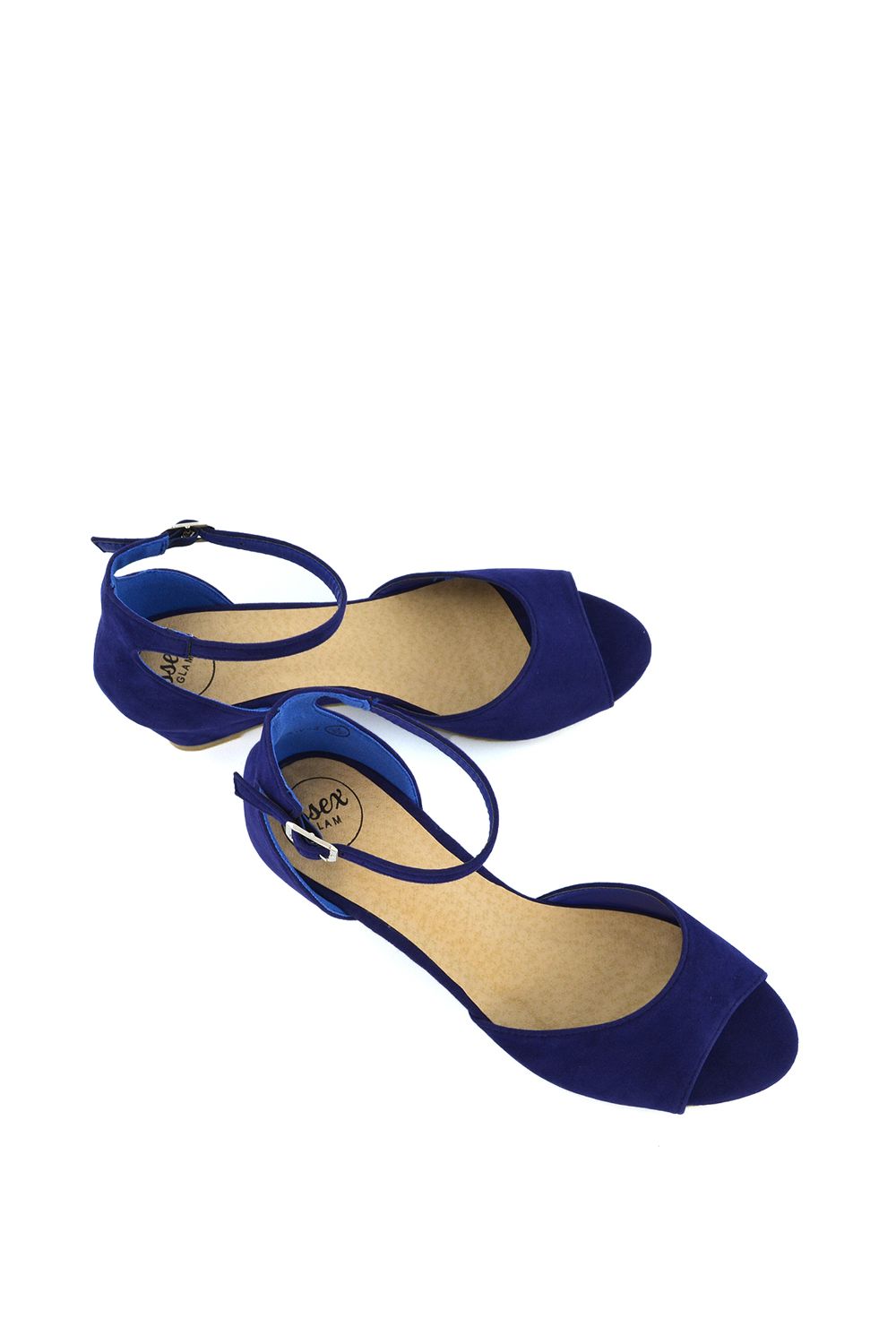 XY London Women's 'Lottie' Peeptoe Mid Wedge Heel Sandals in Navy