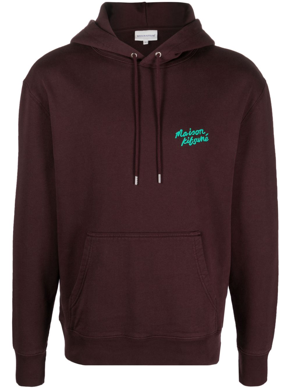 Logo-embroidered cotton hoodie - Brown