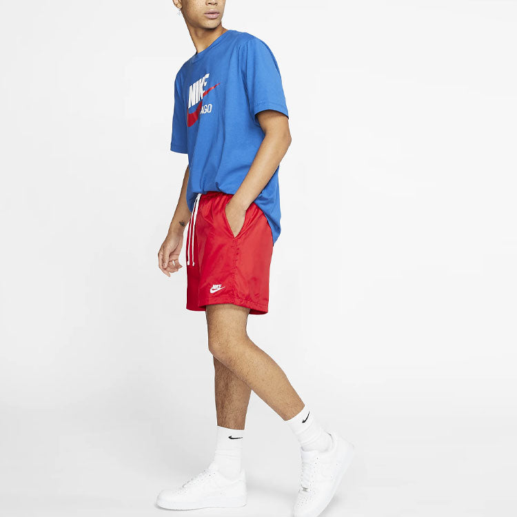 Retro Woven Short Small Logo Drawstring Sports Shorts Red