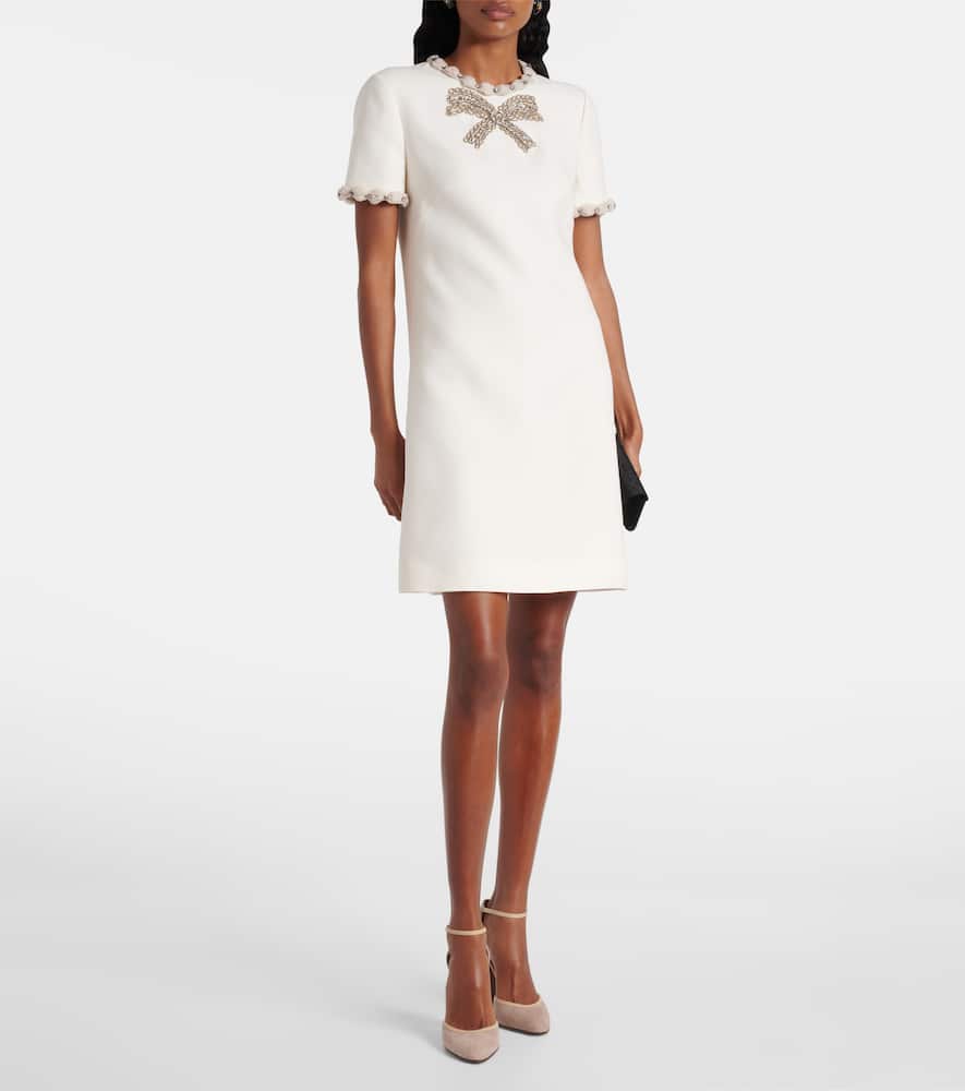 Embellished wool and silk minidress