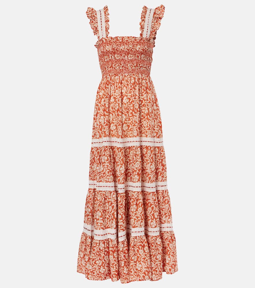 Rixo Brooke floral cotton and silk midi dress