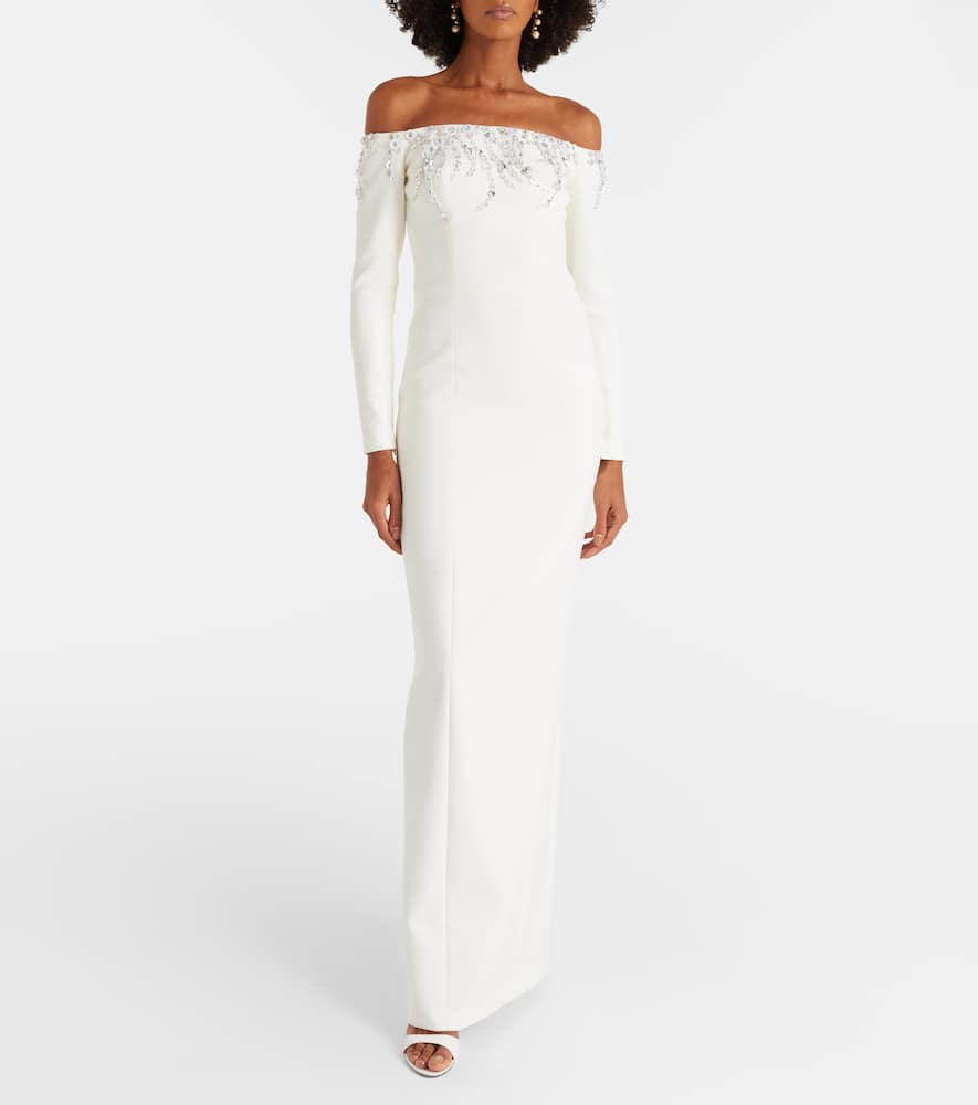 Bridal Gioia embellished crêpe gown
