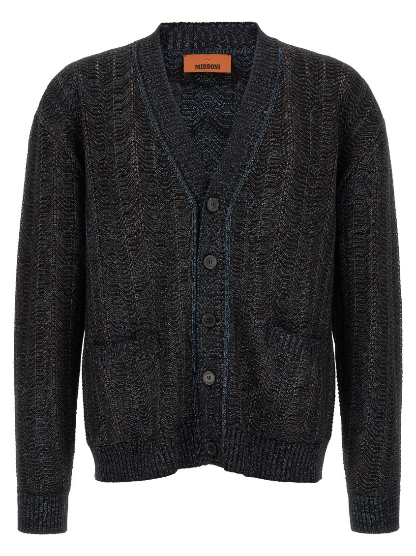 Missoni - cardigan v neck front pockets ribbed tri