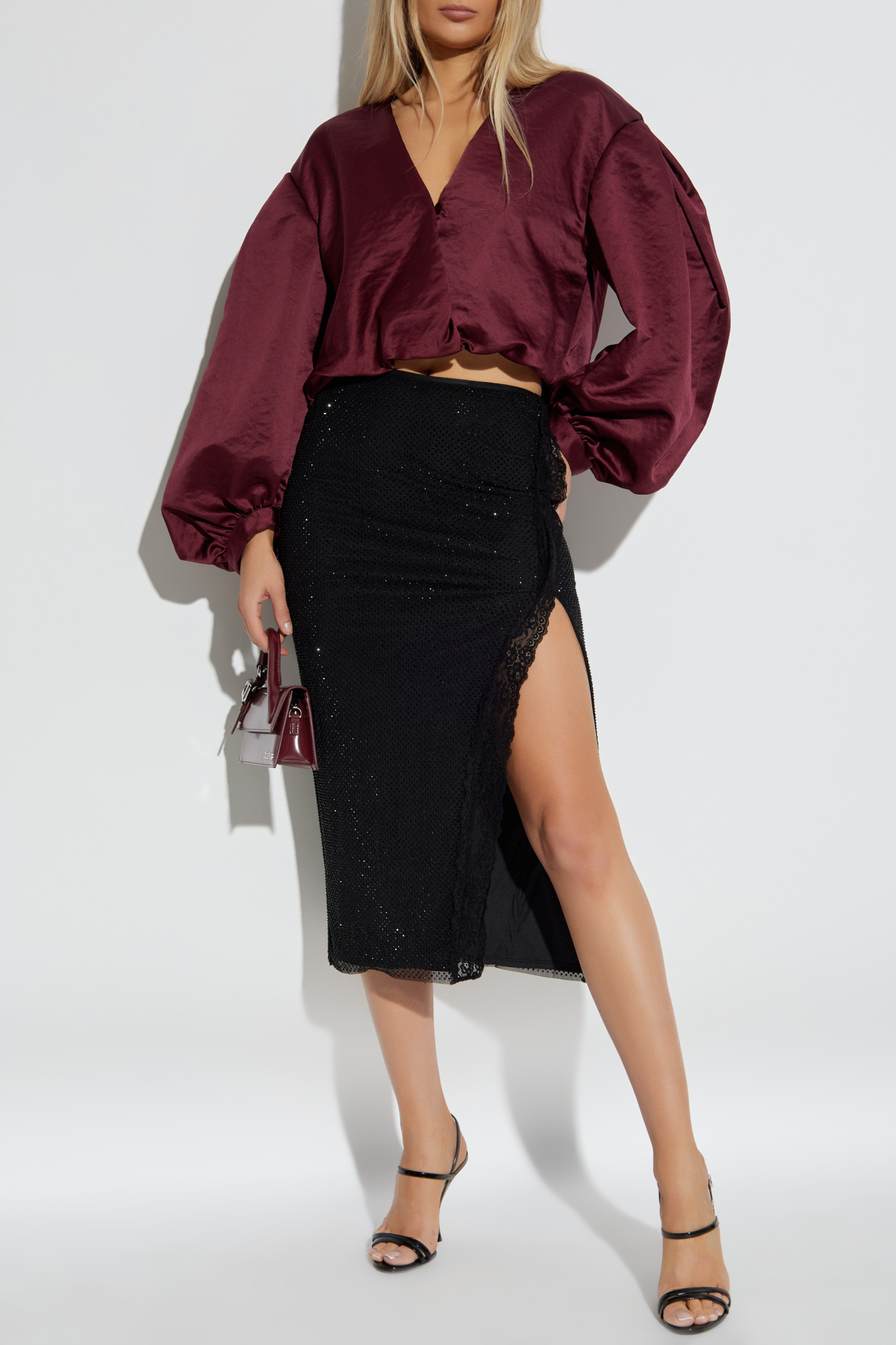 Skirt With Shimmering Appliqués, Women's, Black
