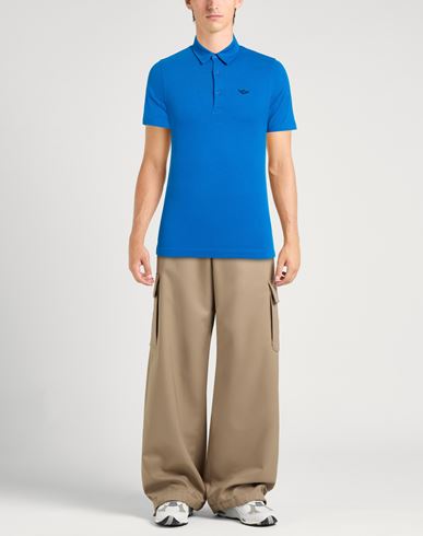 Man Polo shirt Azure Size S Cotton, Elastane