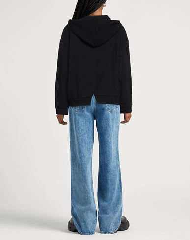 Woman Sweatshirt Black Size M Cotton, Polyester