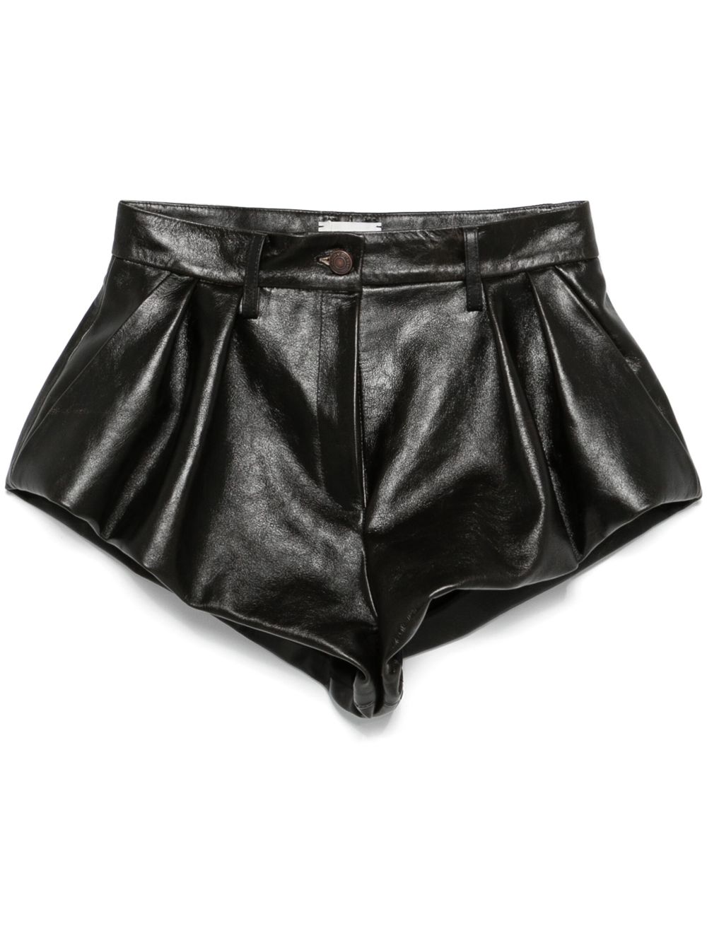 Flared leather shorts - Black