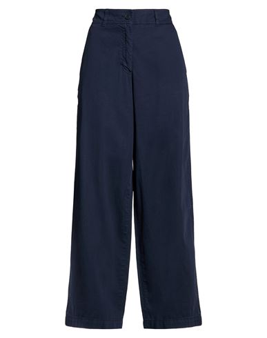 Woman Pants Navy Size 12 Cotton, Linen, Elastane