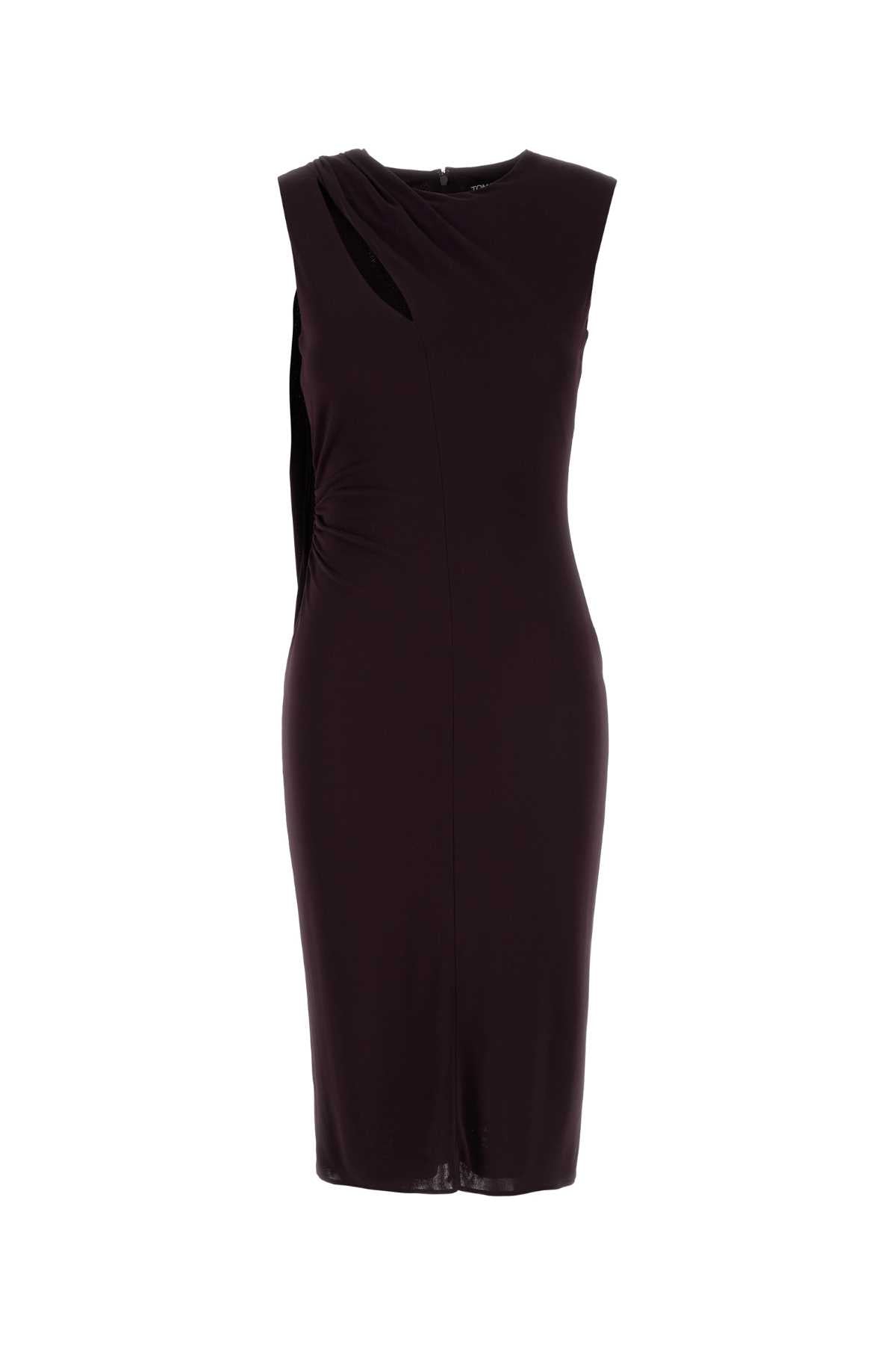 Ruched Viscose Dress — Purple
