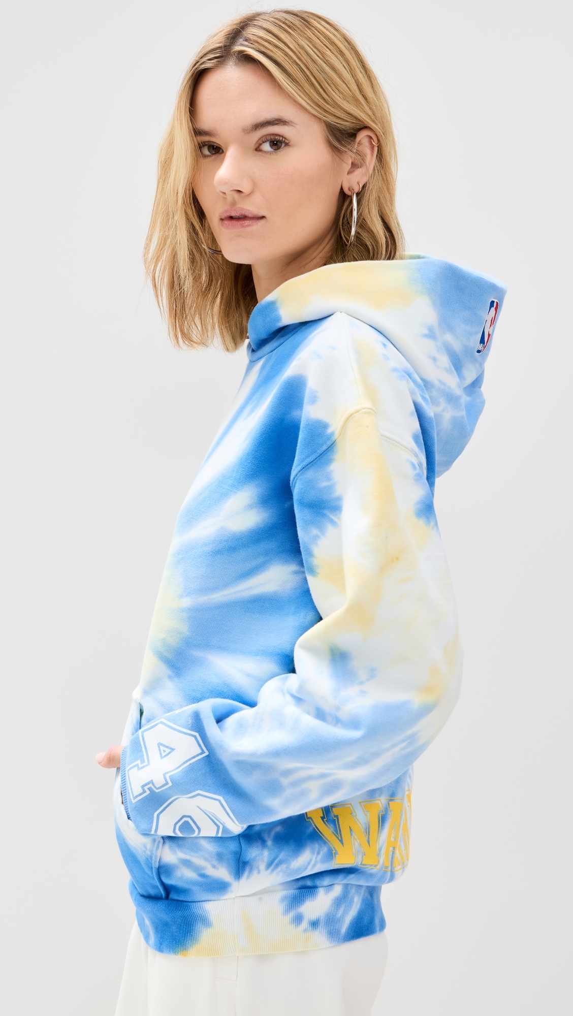 Warriors Team Crew Hoodie Blue Tie Dye