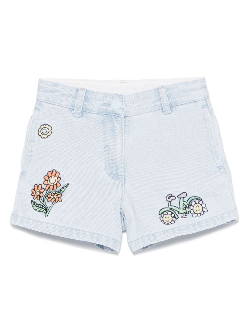 Embroidered denim shorts - Blue