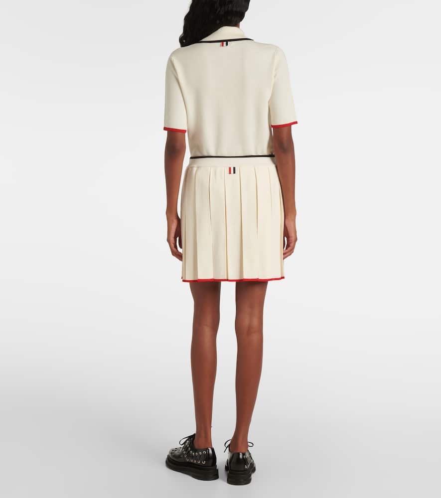 Pleated wool-blend miniskirt