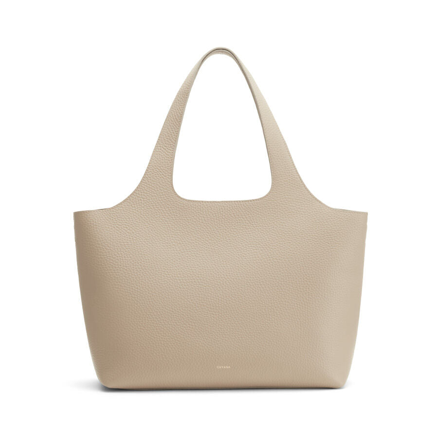 System Tote 16-Inch Bag in Italian Pebbled Leather, Beige | Women's Work Bags & Totes
