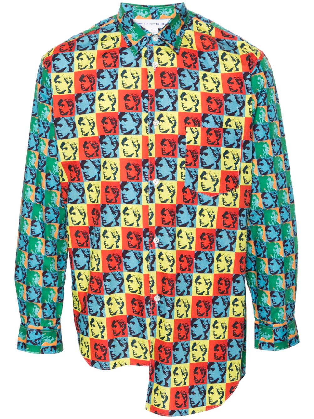 Andy Warhol-print asymmetric shirt - Blue