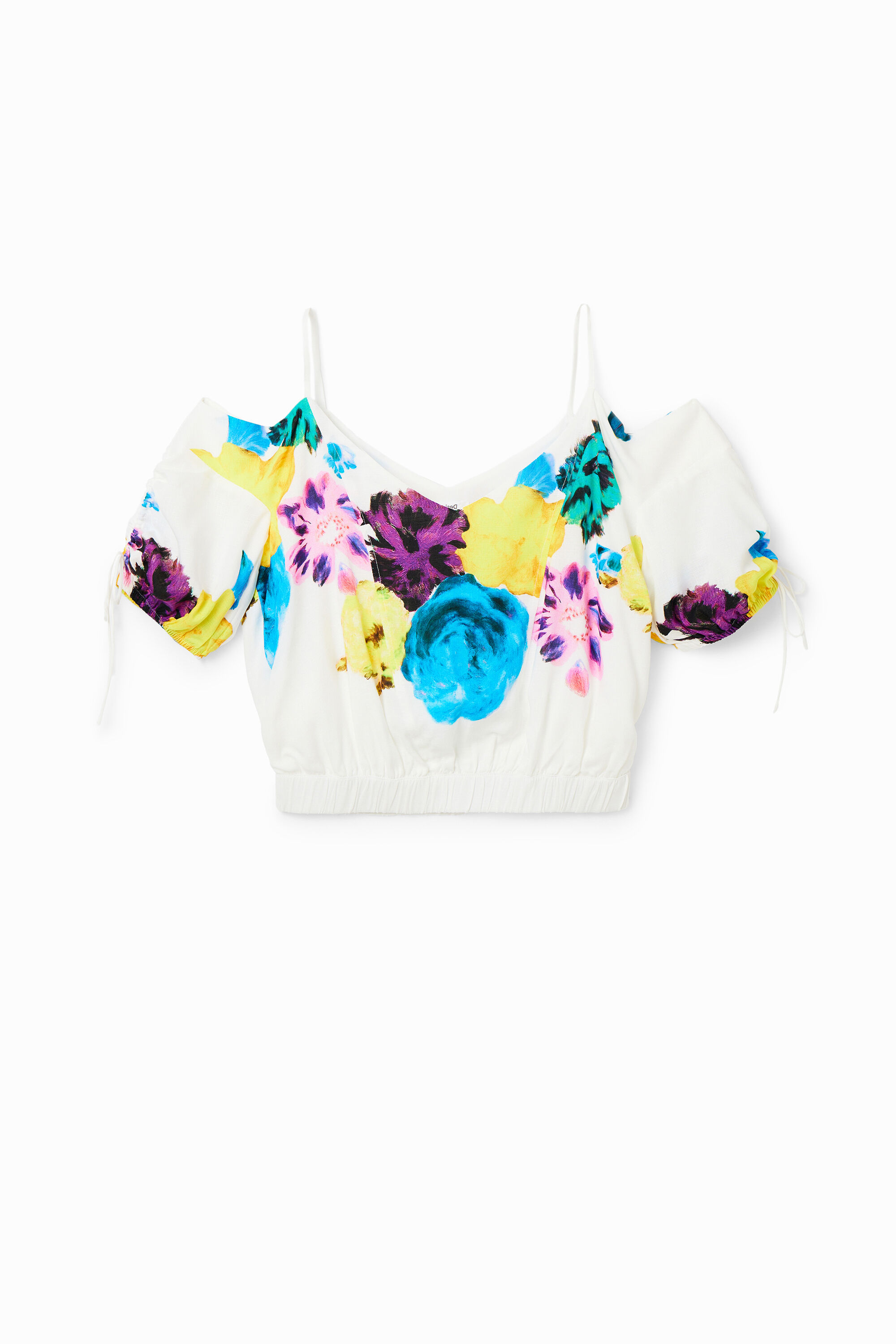 M. Christian Lacroix short gathered floral blouse