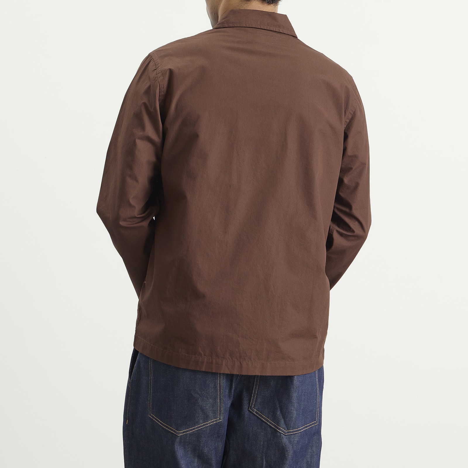 Men's Peached Poplin Bakers Overshirt in Brown