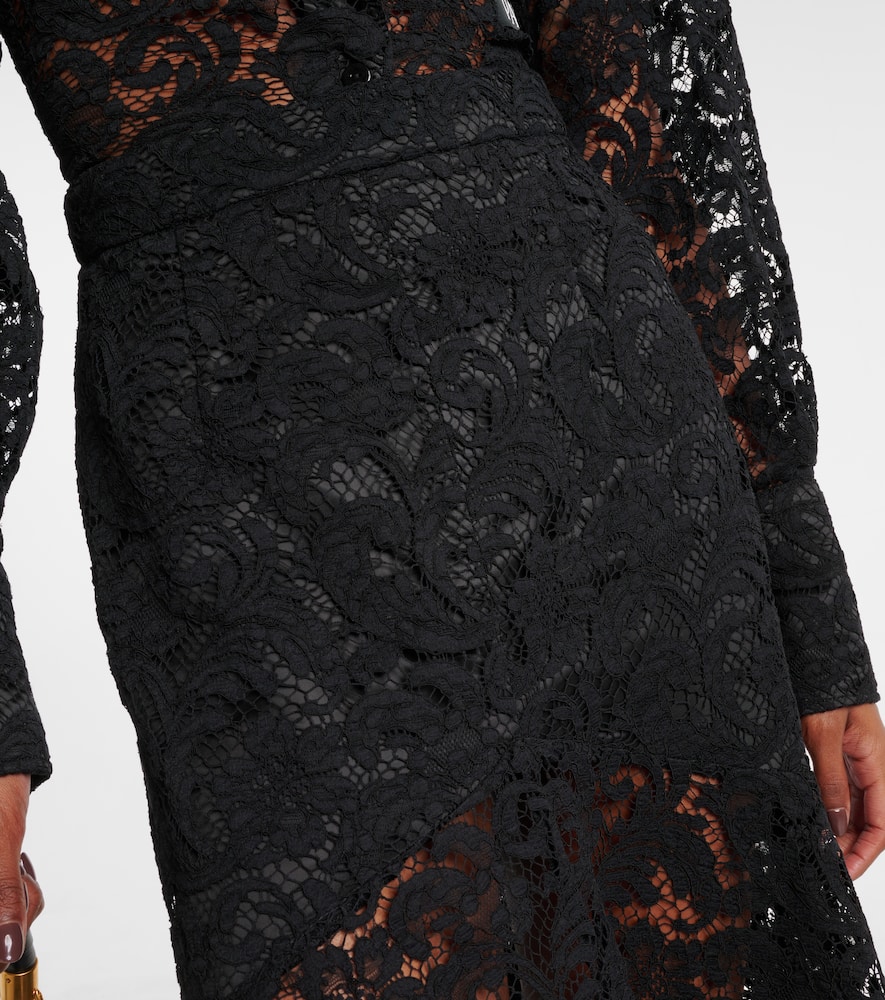 Cotton-blend lace maxi skirt