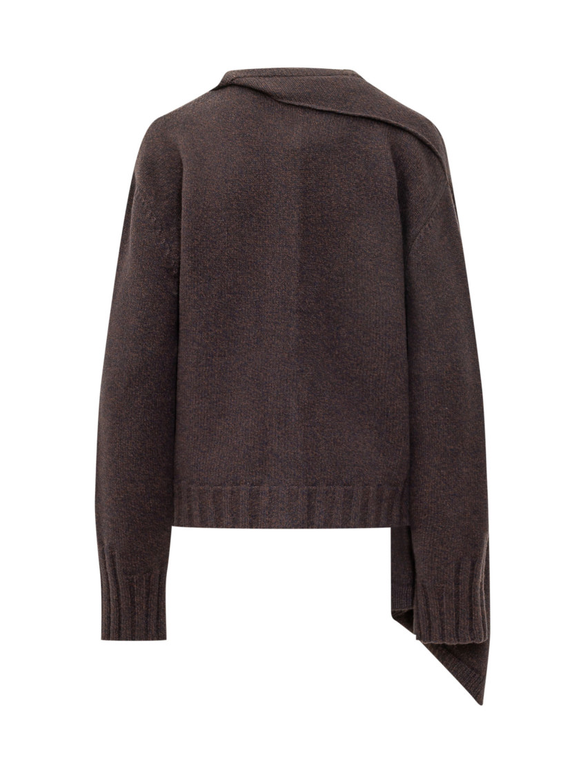 Brown Knitted Round Neck Cardigan
