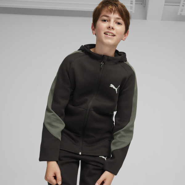 PUMA EVOSTRIPE Big Kids' Full-Zip Hoodie in Black