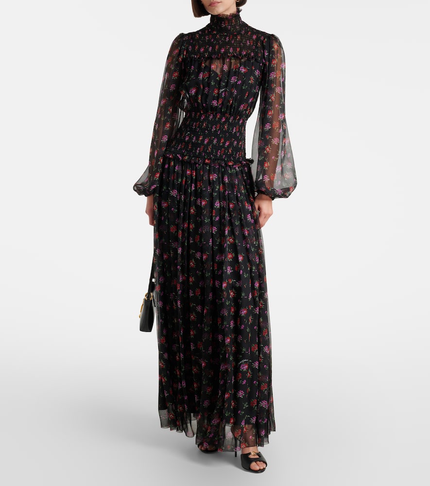 Floral silk chiffon maxi dress