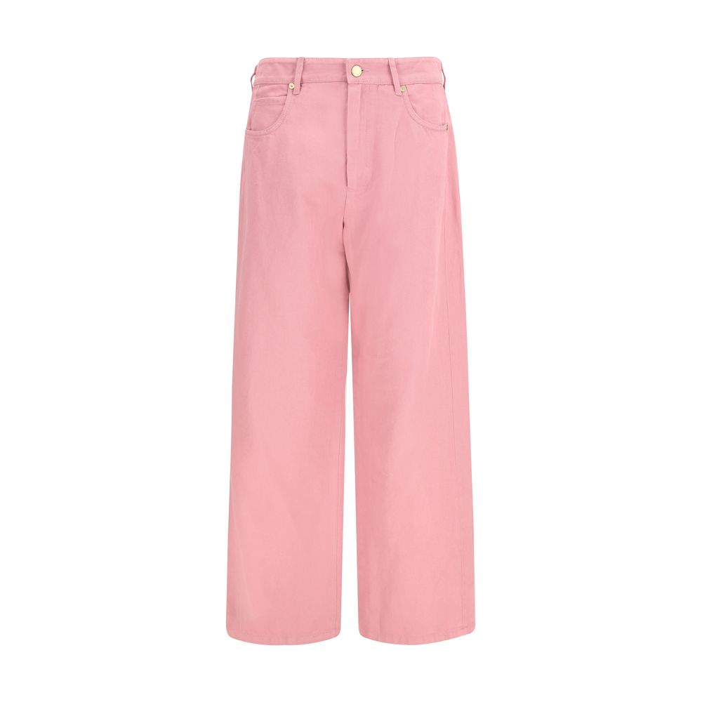 Cotton-Linen Blend Trousers — Pink