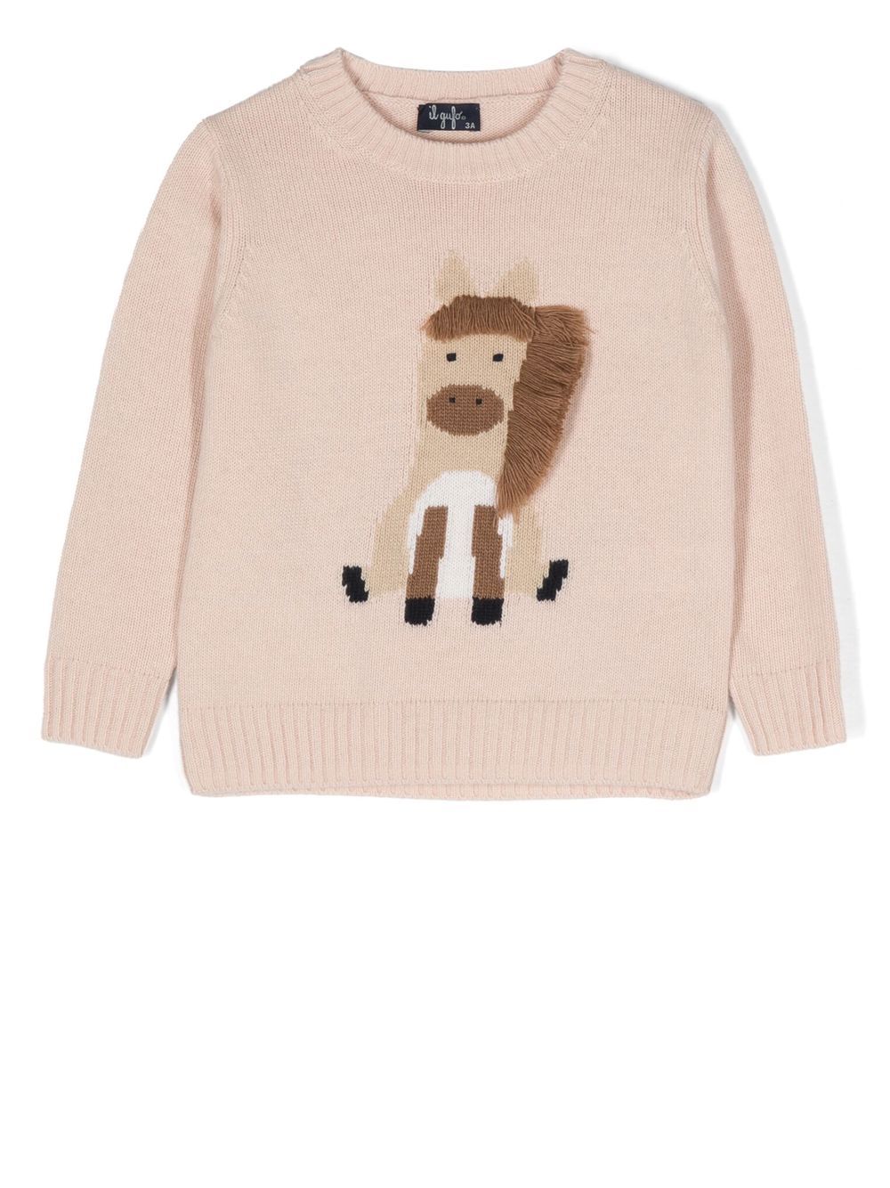 Crew neck intarsia knit jumper - Pink