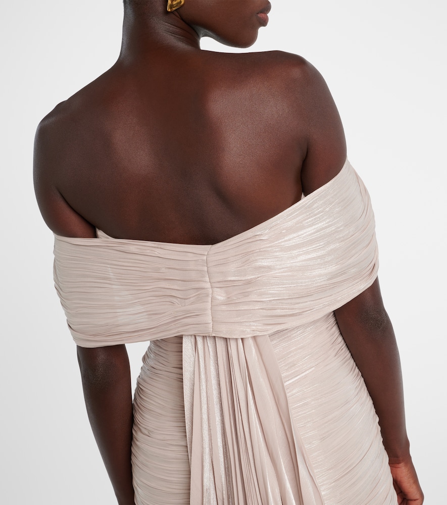 Off-shoulder pleated bustier gown