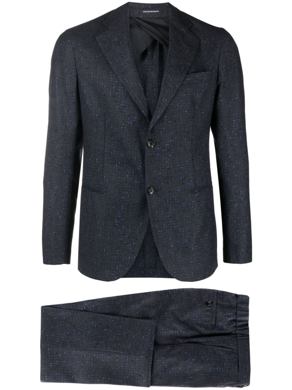 Speckled single-breasted suit - Blue