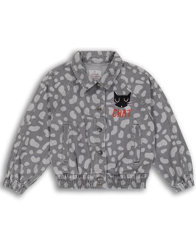 Kid Girl Denim outerwear Grey Size 10 Cotton