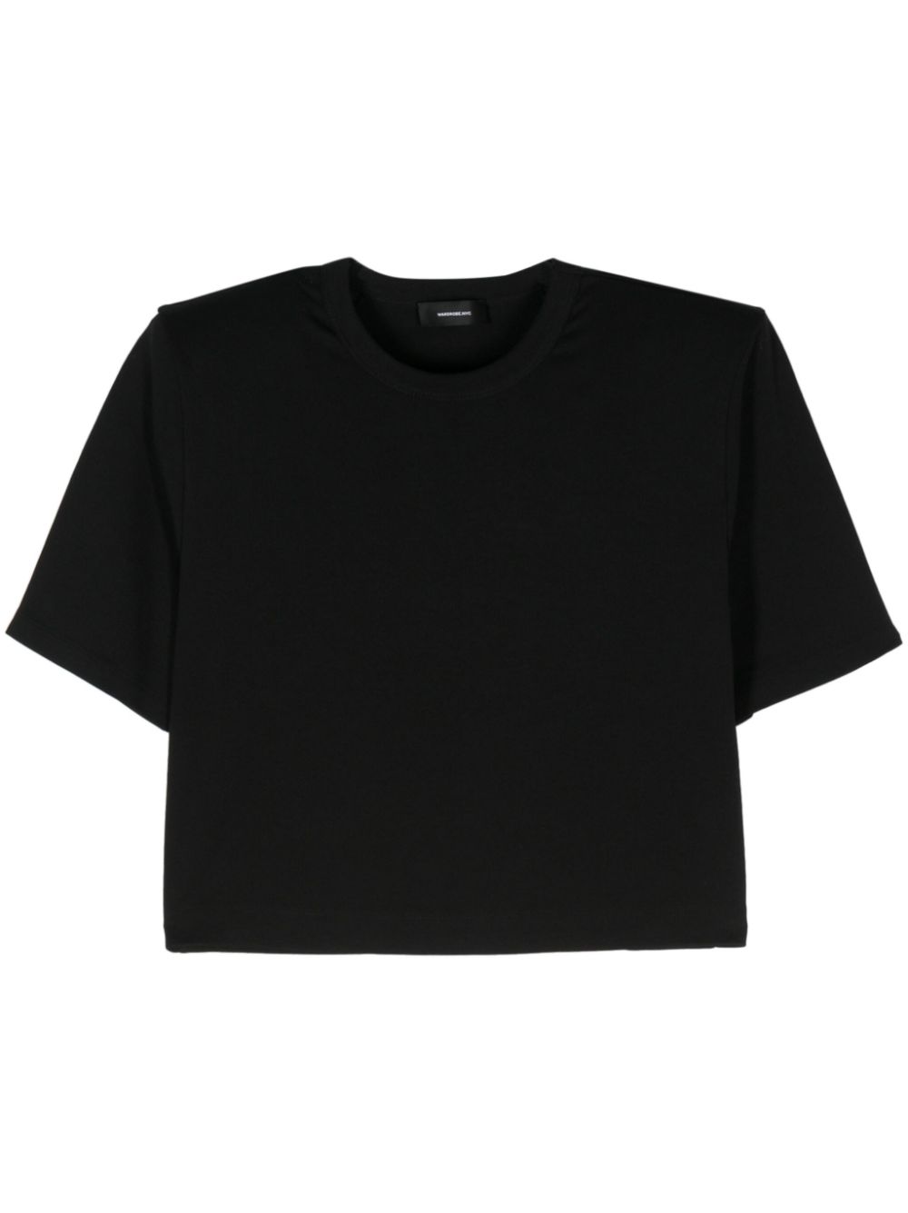 Shoulder-pad cropped T-shirt - Black