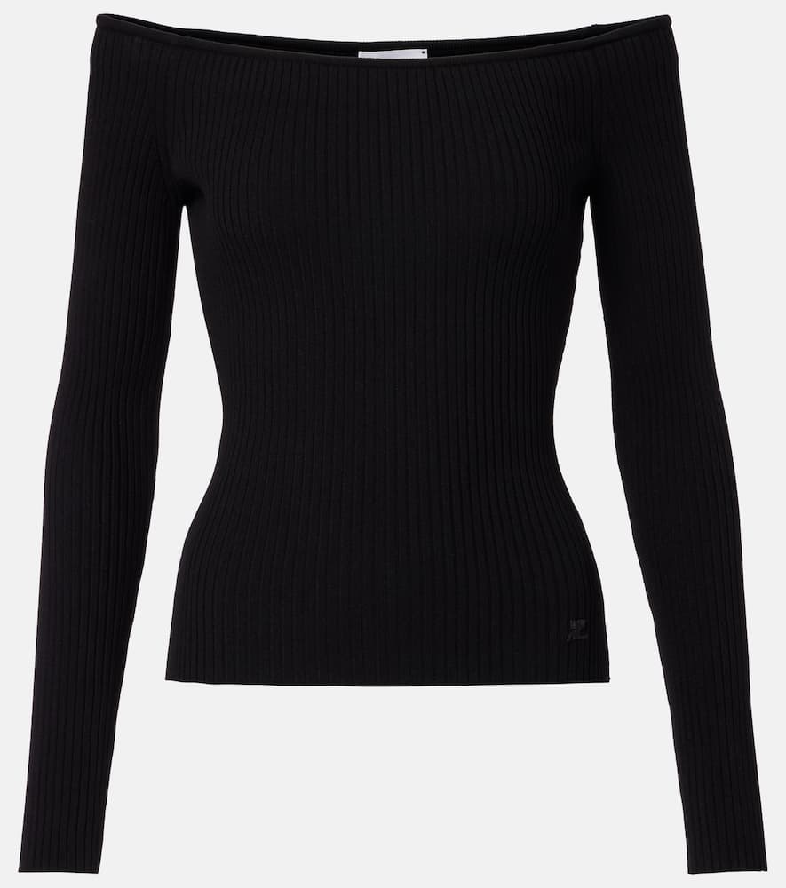 Courrèges Off-shoulder ribbed-knit top