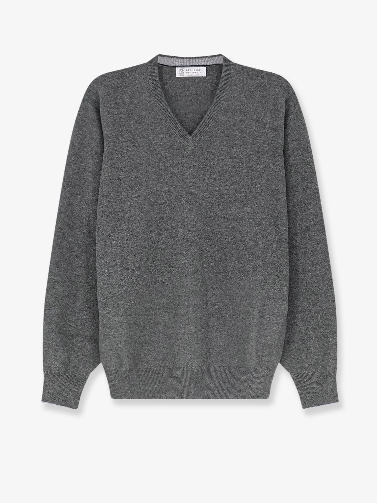Cashmere V-Neck Sweater — Gray