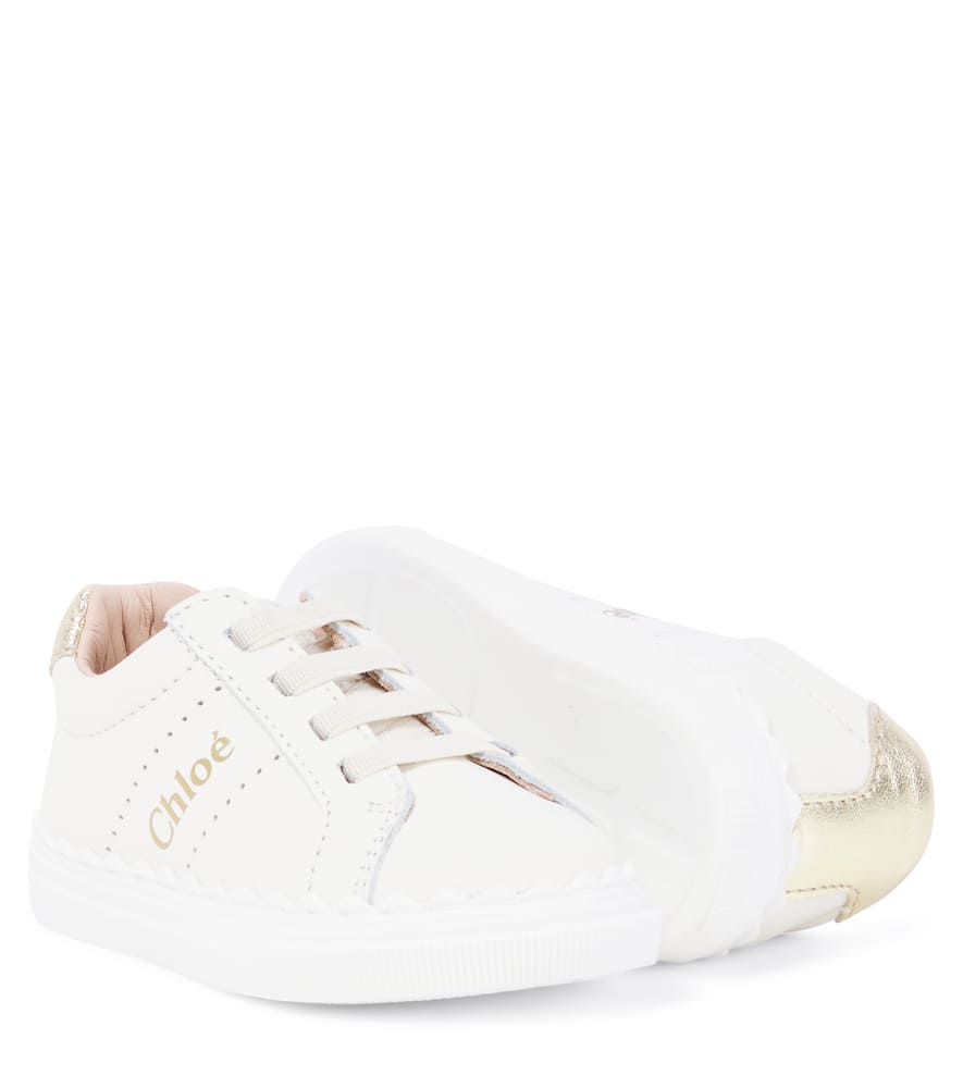 Chloé Kids Baby logo leather sneakers
