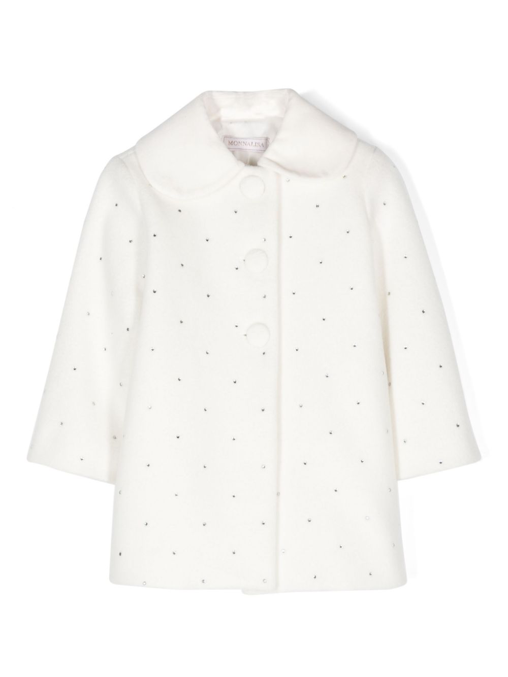 Rhinestone-embellished felted coat - White