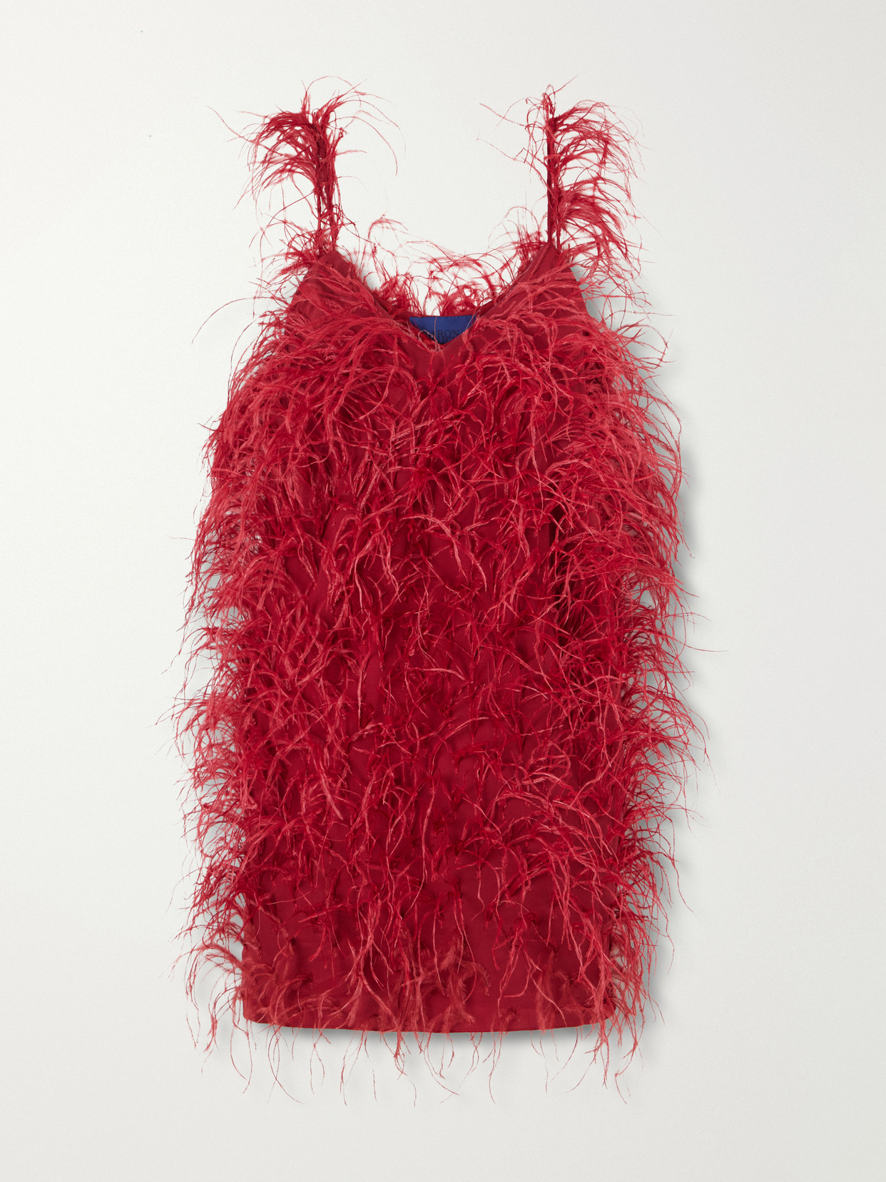 Sara Feather-trimmed Silk-crepe Mini Dress - Red