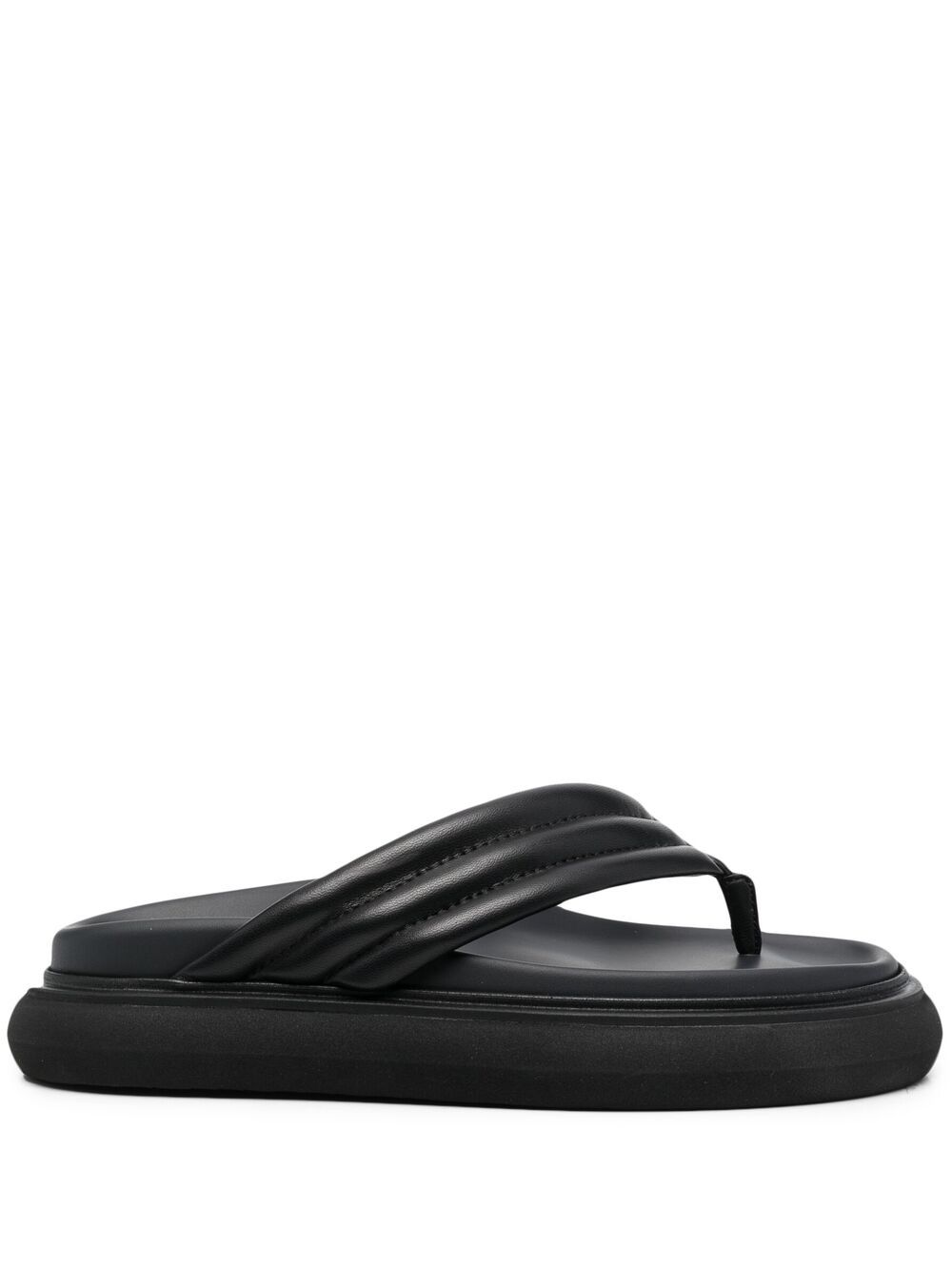 Chunky-sole leather flip flops - Black