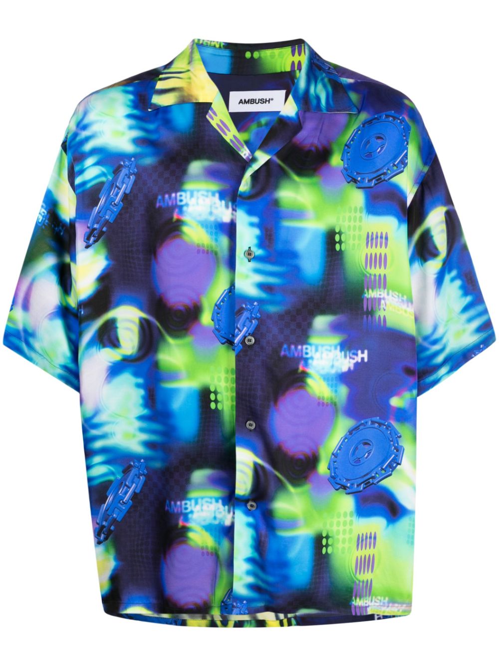 Abstract-pattern short-sleeve shirt - Blue