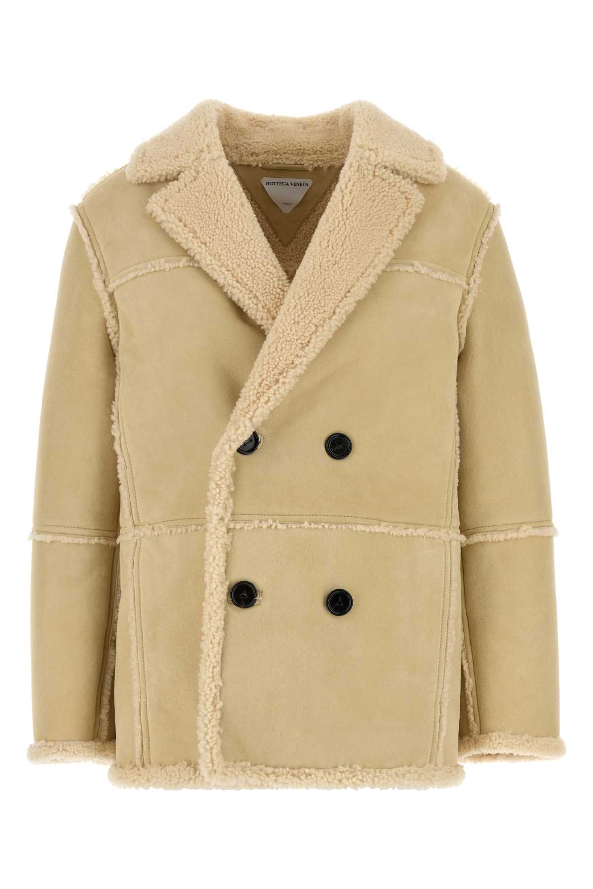 Shearling-Lined Coat — Beige
