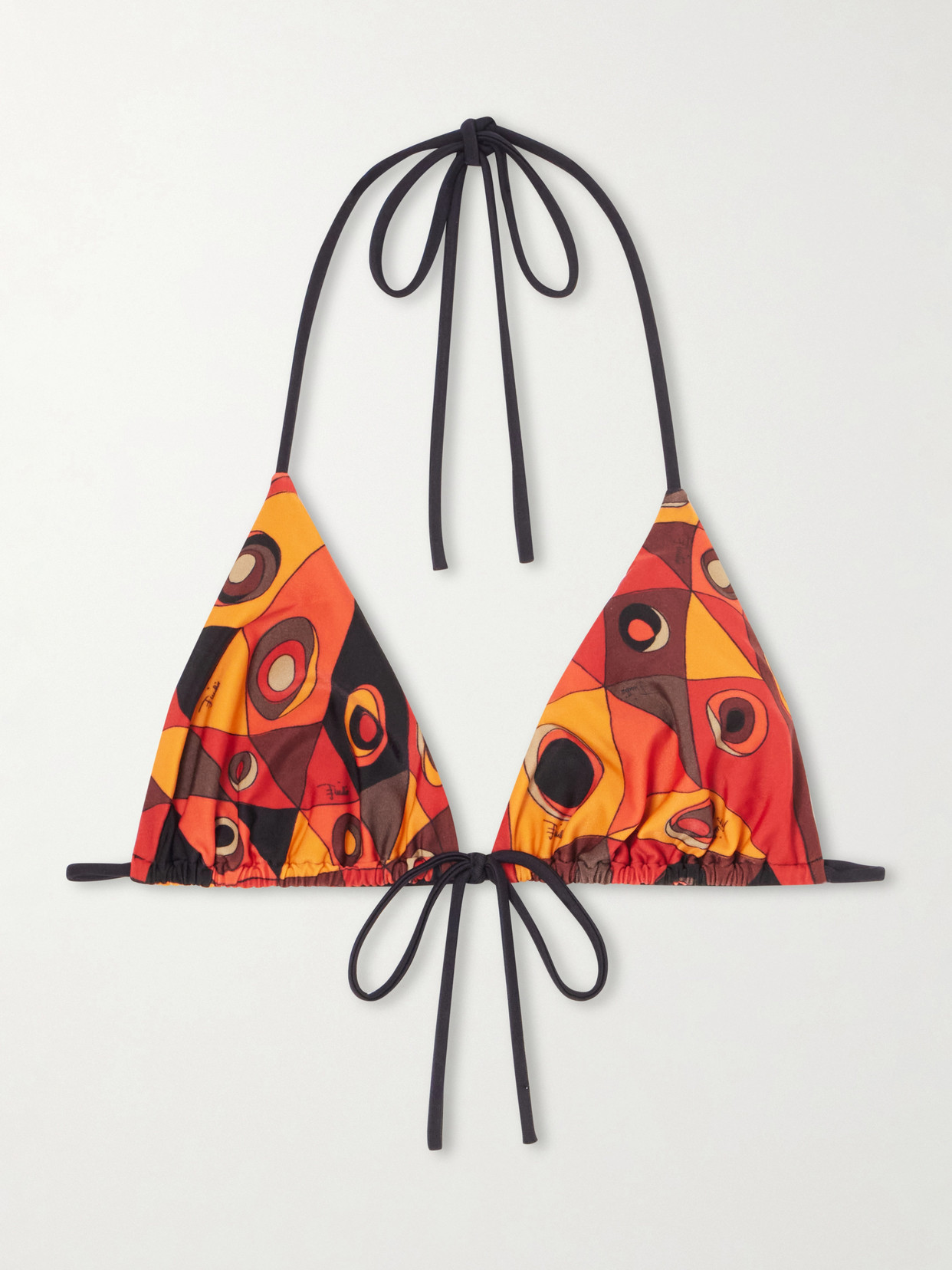 Printed Triangle Bikini Top - Orange