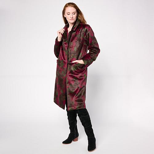 Black Label Faux Fur Tuxedo Coat - Espresso Floral