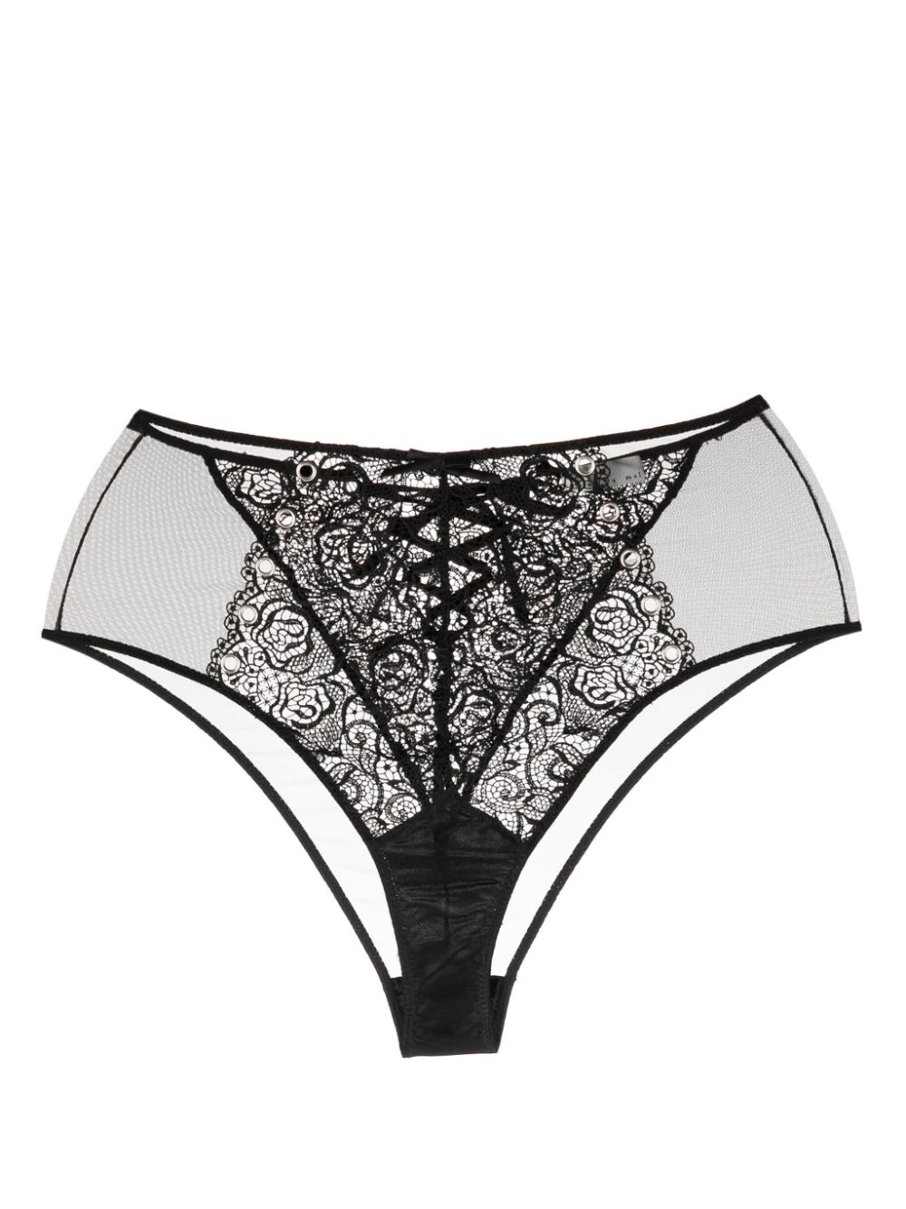 High-waist floral-lace briefs - Black