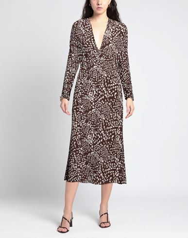 Woman Midi dress Chocolate brown Size 12 Viscose