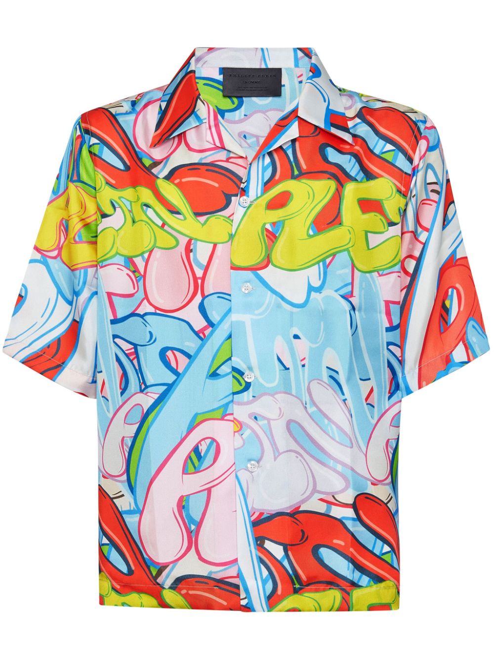 Bombing Graffiti silk shirt - Blue