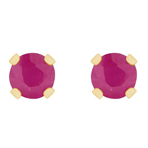 14K Yellow Gold 3mm Round Gemstone Stud Earrings