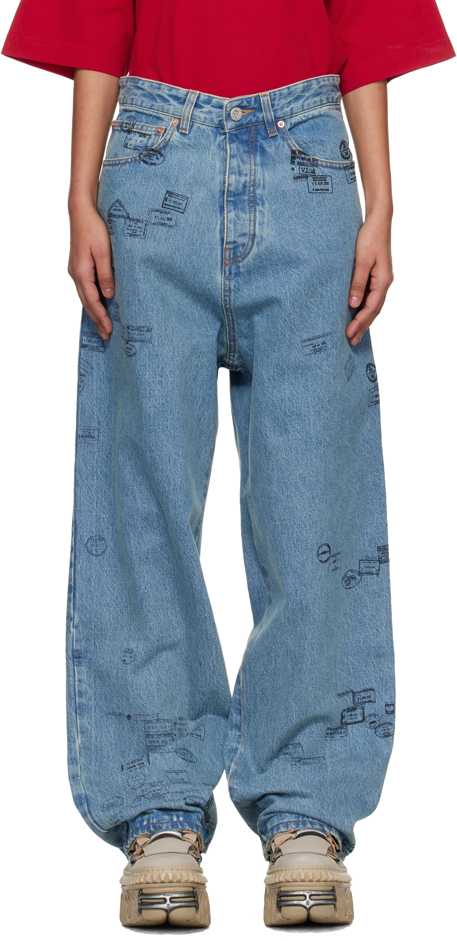 Blue Passport Stamps Jeans